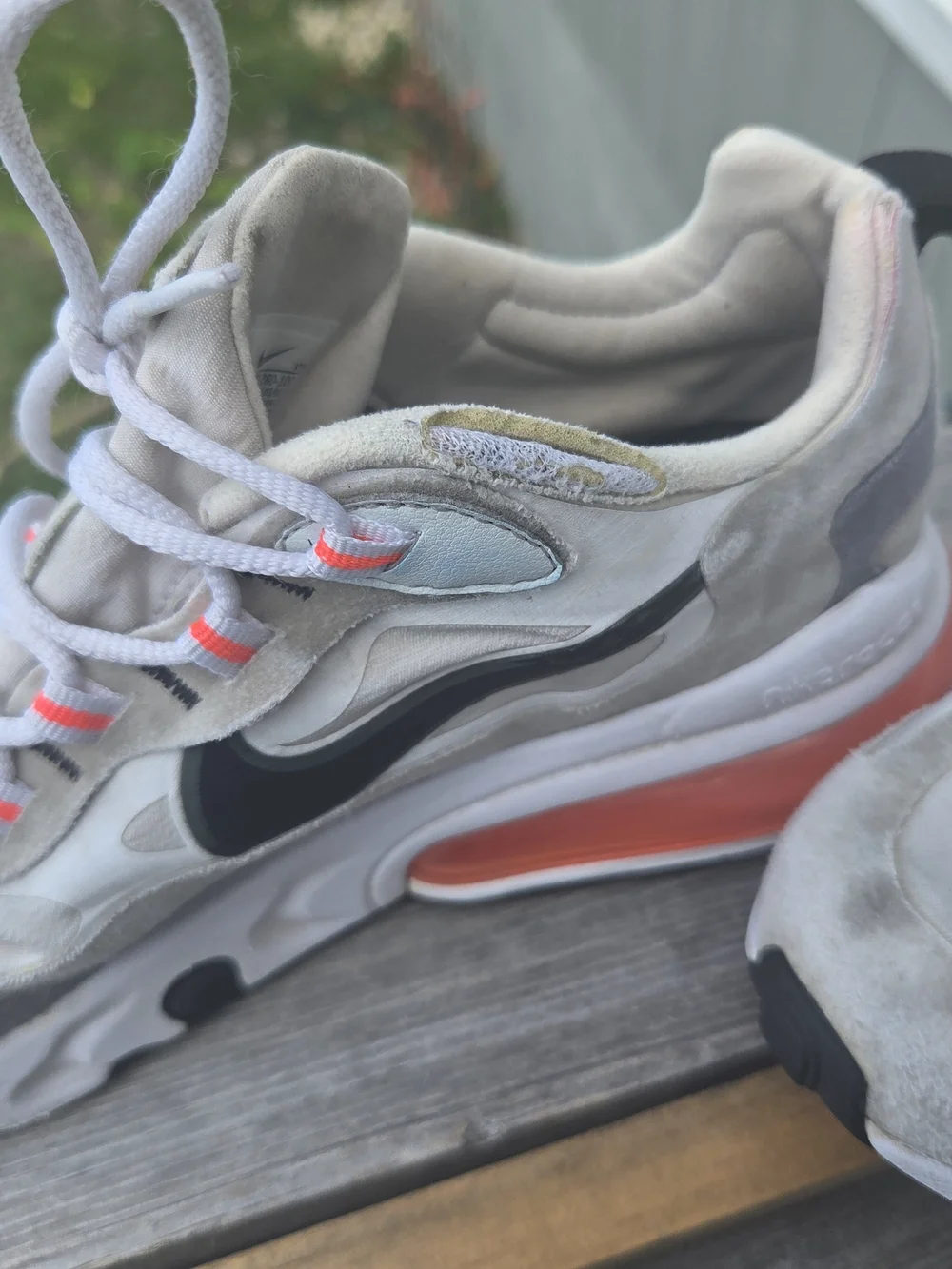 Nike White, Gray & Black Athletic Sneakers with Orange Air Accent